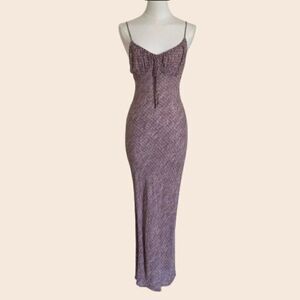 Lovely Day Knit Lavender Printed 90's Aesthetic Slip Dress Size Small